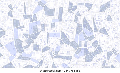 Close-up of a city street map. Geography distance plan. Various sizes and shapes. The street map. Flat vector illustration