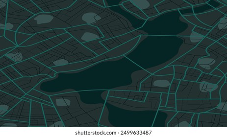 Close-up of a city street map. Geography distance plan. Various sizes and shapes. The street map. Flat vector illustration