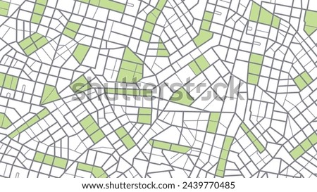 Close-up of a city street map. Geography distance plan. Various sizes and shapes. The street map. Flat vector illustration