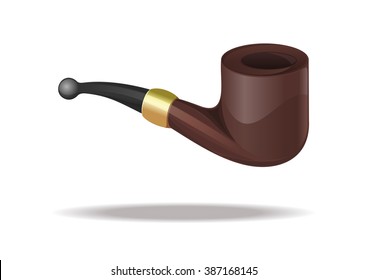 Closeup classic design of tobacco pipe. Vector illustration
