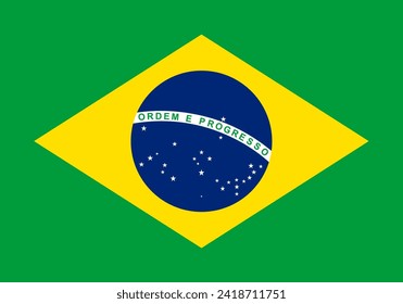 Close-up of colorful national flag of the South American country Federative Republic of Brazil. Illustration made January 29th, 2024, Zurich, Switzerland.