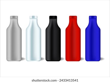 Close-up of colorful reusable, isolated on white background. Zero waste. Say no to plastic disposable bottle.