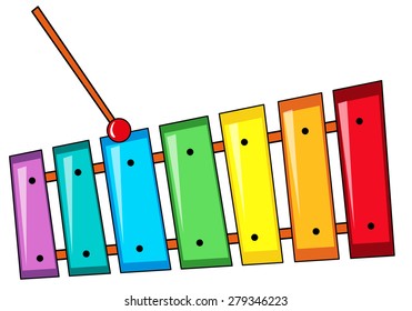 Closeup colorful xylophone with the stick