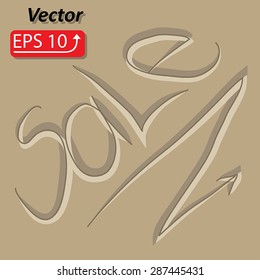 Closeup concept of summer Sale written by hand in sand on a beach of a sea vector