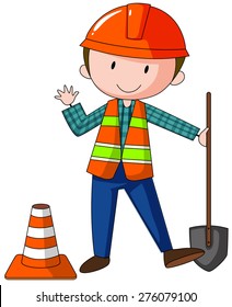 Cerrando la pala de los obreros de la construcción