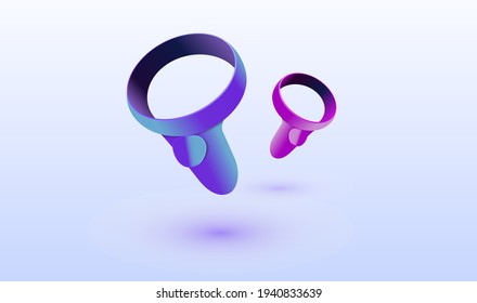 Closeup of controllers that connect to the virtual reality headset.