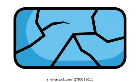 Closeup of cracked blue smartphone screen