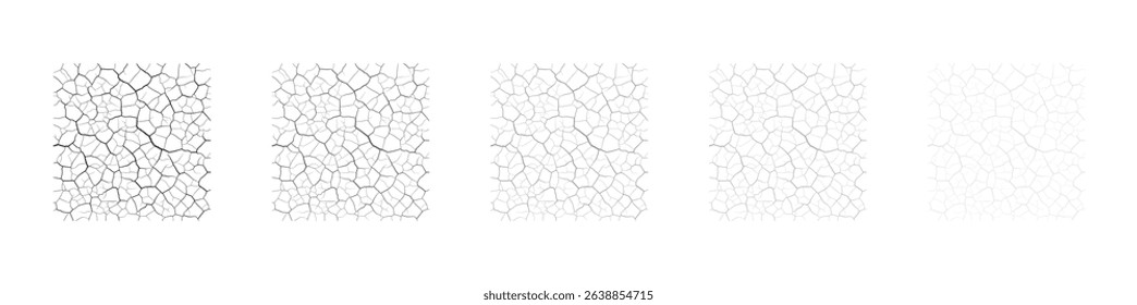 Close-up of a Cracked Surface Displaying a Tiled Effect Against a Plain White Background