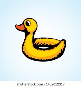 Closeup cute funny animal plastic safe support preserver swimring design on white aqua river space for text. Bright orange color hand drawn saver survival object logo in modern art doodle style paper