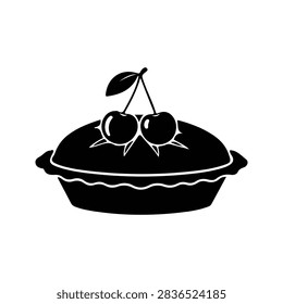 Close-up of a delicious cherry pie topped with fresh cherries and a leaf, showcasing a tempting dessert perfect for special occasions.