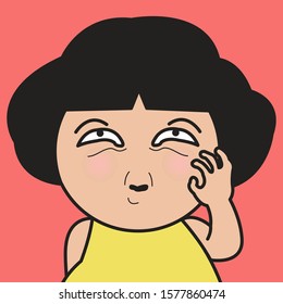 Closeup Depressed Young Woman Touching Face Worried About Skin Wrinkle Concept Card Character illustration