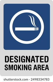 "Close-up of designated smoking area sign. Ideal for public places and designated zones."