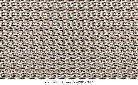 Closeup detail of beige knitted camouflage fabric pattern texture background. Vector illustration.