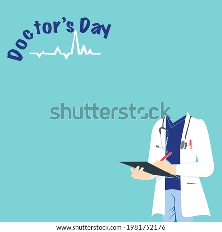 Close-up of Doctors uniform with  blue shirt  and stethoscope on background .Vector isolate flat design concept for 1 July International doctor’s day greeting card design. Medical health care banner