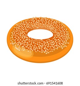 Closeup of doughnut covered with small nuts isolated illustration