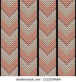 Closeup downward arrow lines christmas knit geometric seamless pattern. Rug knitwear structure imitation. Nordic style seamless knitted pattern. Christmas spirit backdrop.