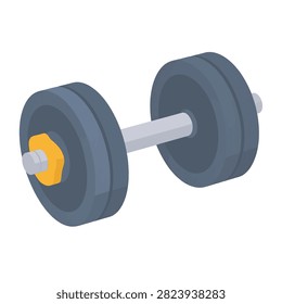 A close-up of a dumbbell used for strength training and fitness workouts, featuring a metallic handle and rubber-coated weights.