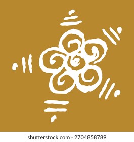 Closeup of editable hand drawing of traditional rangoli design element illustrations.