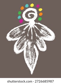 Closeup of editable hand drawing of traditional rangoli design element illustrations.