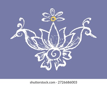 Nahaufnahme von bearbeitbaren Handzeichnungen traditioneller Rangoli-Designelement-Illustrationen.