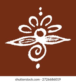 Closeup of editable hand drawing of traditional rangoli design element illustrations.