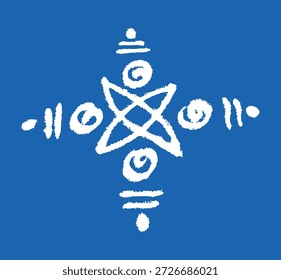 Closeup of editable hand drawing of traditional rangoli design element illustrations.