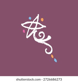 Closeup of editable hand drawing of traditional rangoli design element illustrations.