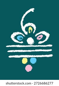 Closeup of editable hand drawing of traditional rangoli design element illustrations.