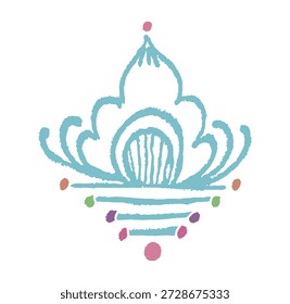 Closeup of editable hand drawing of traditional rangoli design element illustrations.