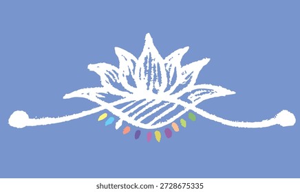 Closeup of editable hand drawing of traditional rangoli design element illustrations.