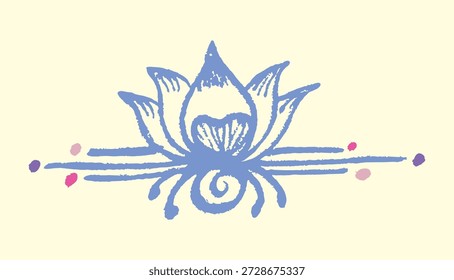 Closeup of editable hand drawing of traditional rangoli design element illustrations.