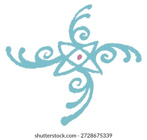 Closeup of editable hand drawing of traditional rangoli design element illustrations.