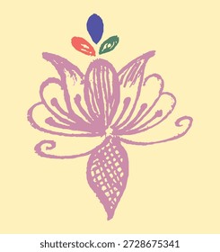 Closeup of editable hand drawing of traditional rangoli design element illustrations.