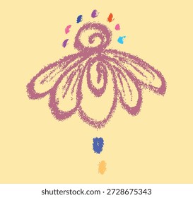 Closeup of editable hand drawing of traditional rangoli design element illustrations.
