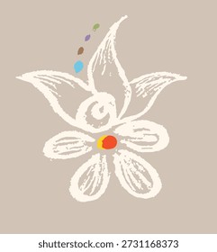 Closeup of editable hand drawing of traditional rangoli design element illustrations.