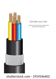 Closeup of electric wire vector on a white background.