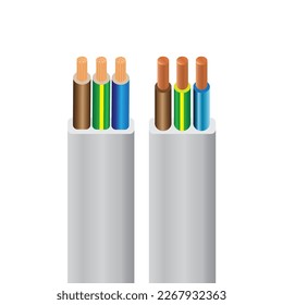 Closeup of electrical wire vector on a white background.