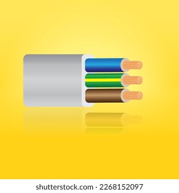 Closeup of electrical wire vector on a yellow background.