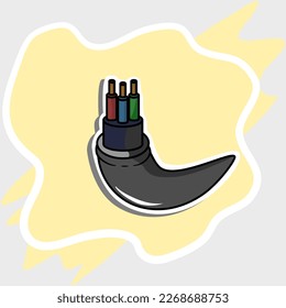 Closeup of electrical wire vector on yellow background.