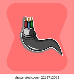 Closeup of electrical wire vector on a peach background.