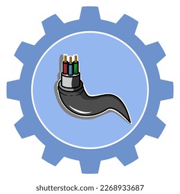 Closeup of electrical wire vector on a blue background  For making logos, signs, symbols, etc.