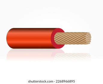 Closeup of electrical wire vector on a white background.