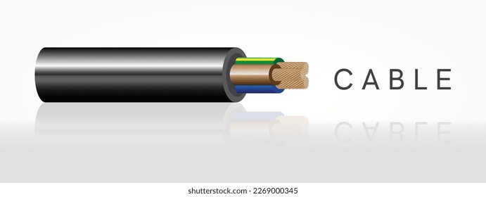 Closeup of electrical wire vector on a white  background.