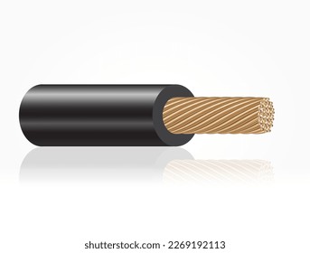 Closeup of electrical wire vector on a white background.