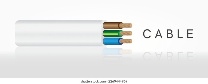 Closeup of electrical wire vector on a white background.