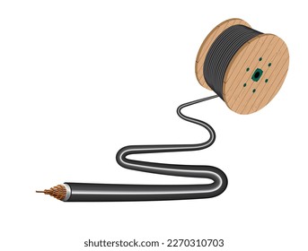 Closeup of electrical wire vector on a white background.
