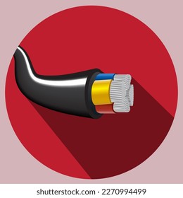 Closeup of electrical wire vector on red background.
