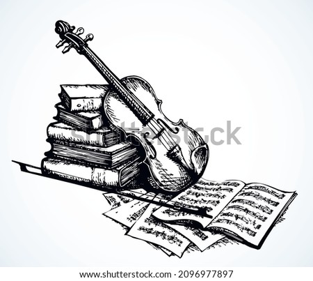 Similar – Image, Stock Photo Violin sketch. Hand-drawn ink black and white drawing