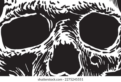 Close-up eyes of skull, abstract illustration, paleontology