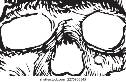 Close-up eyes of skull, abstract illustration, paleontology